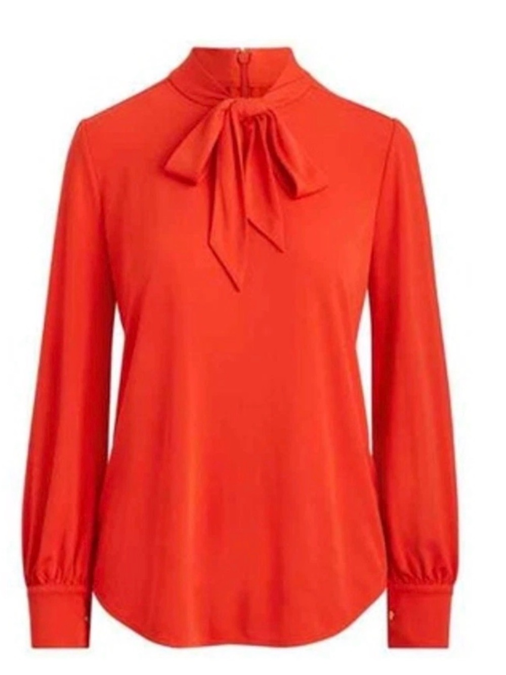RALPH LAUREN RED BOW TIE NECK TOP BLOUSE SZ L/12/14